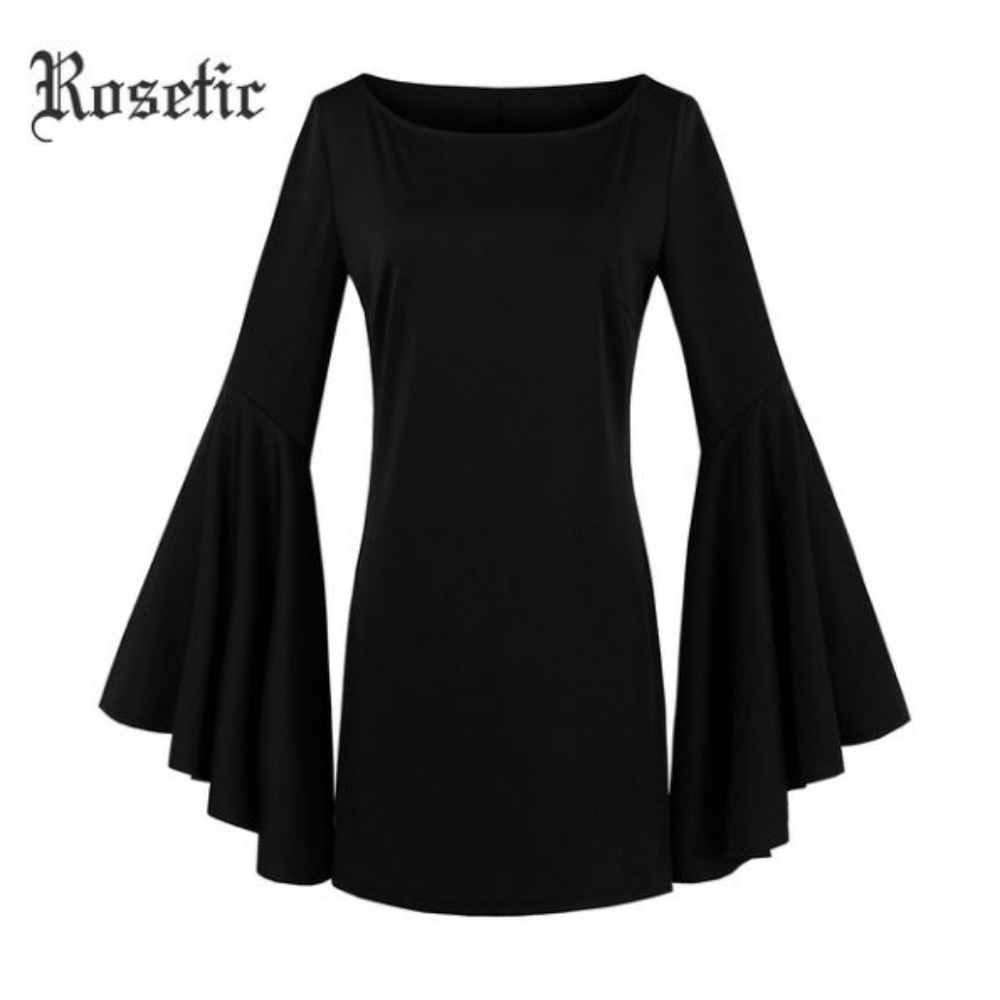 Flare sleeve gothic witch vamp mini dress